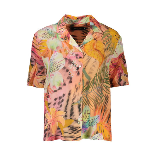 Shirt by Desigual for women in viscose orange & patterned features an polished silhouette, showcasing a sophisticated and detail for a truly polished finish.