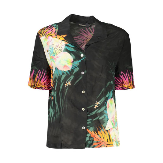 Shirt by Desigual for women in viscose black, patterned & signature features an polished silhouette, showcasing a sophisticated and detail for a truly polished finish.