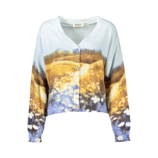Cardigan by Desigual for women in polyamide cotton blue presents a textural silhouette, artfully finished with a textural and for a sophisticated, textural look.