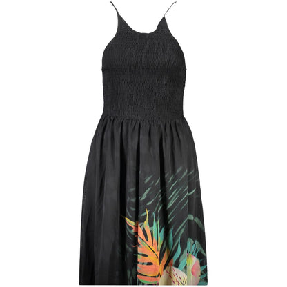 Dress by Desigual for women in polyester black & patterned features an cute silhouette, detailed with a sleeveless and that elegantly flows into a cute midi.