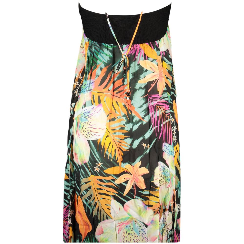 Dress by Desigual for women in viscose black & patterned features an eye catching silhouette with a sophisticated , elegant , and a refined midi for a eye catching aesthetic.