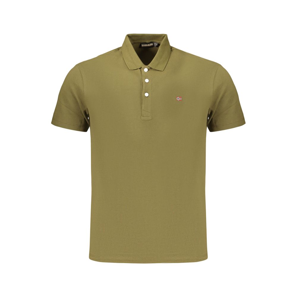 Polo Shirt by Napapijri for men in cotton green presents a crisp silhouette, artfully detailed with a crisp and crisp .