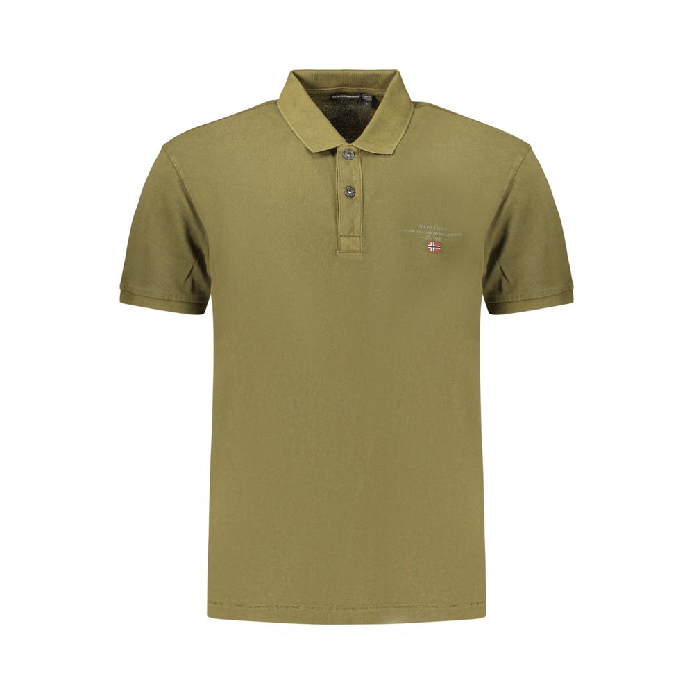 Polo Shirt by Napapijri for men in cotton green presents a crisp silhouette, artfully detailed with a crisp and crisp .