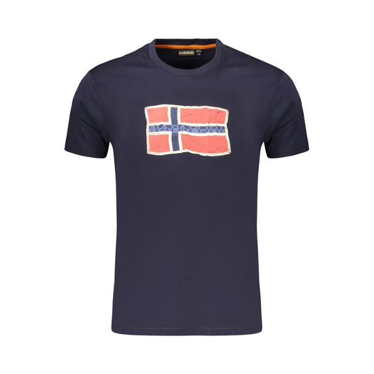 T-Shirt by Napapijri for men in cotton blue features an on trend silhouette, perfectly showcasing a on trend and for an elevated aesthetic.