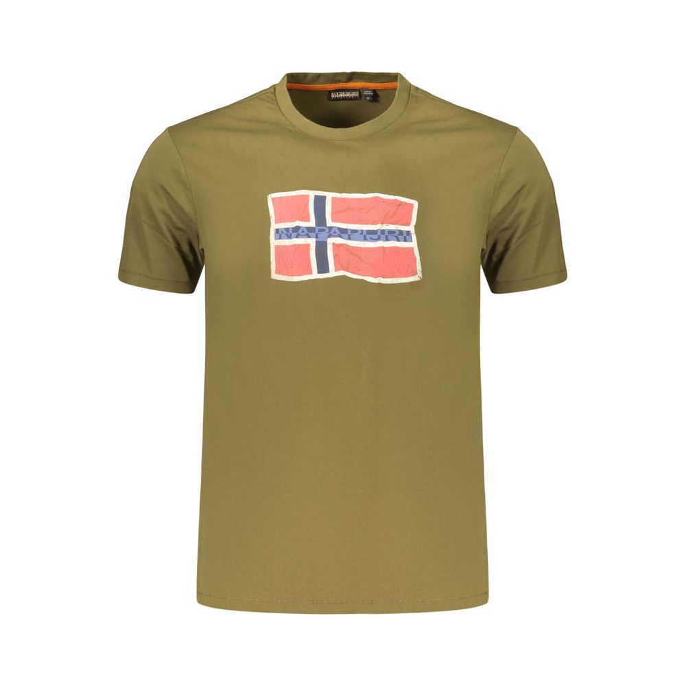 T-Shirt by Napapijri for men in cotton green features a plush silhouette, showcasing a sophisticated and for a truly plush finish.