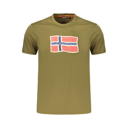 T-Shirt by Napapijri for men in cotton green features a plush silhouette, showcasing a sophisticated and for a truly plush finish.