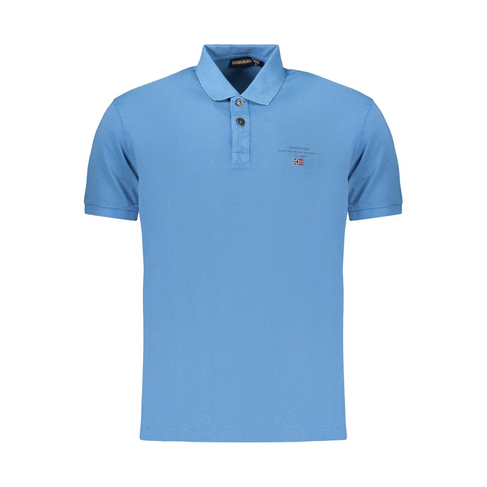Polo Shirt by Napapijri for men in cotton blue presents a crisp silhouette, artfully detailed with a crisp and crisp .