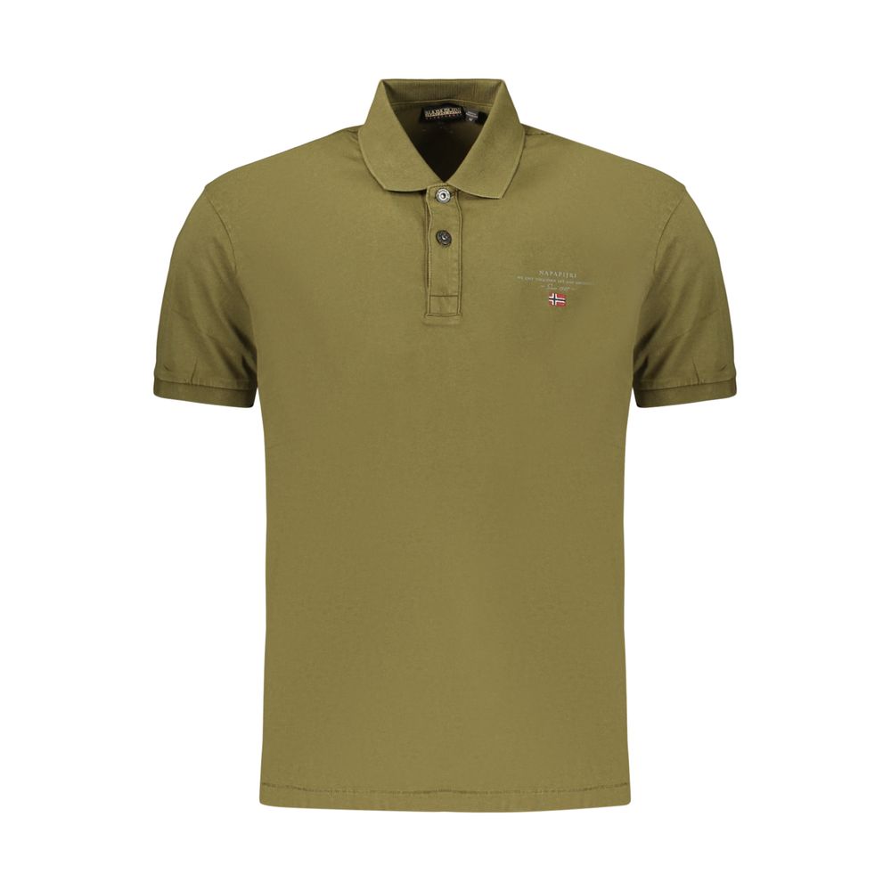 Polo Shirt by Napapijri for men in cotton green presents a sleek silhouette, featuring a refined and for a sleek finish.