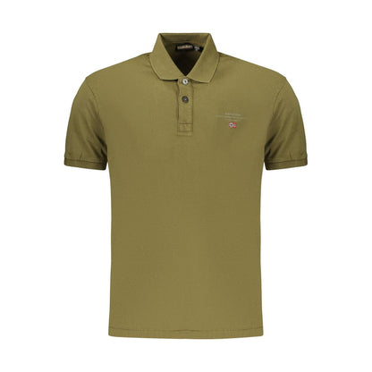 Polo Shirt by Napapijri for men in cotton green presents a sleek silhouette, featuring a refined and for a sleek finish.