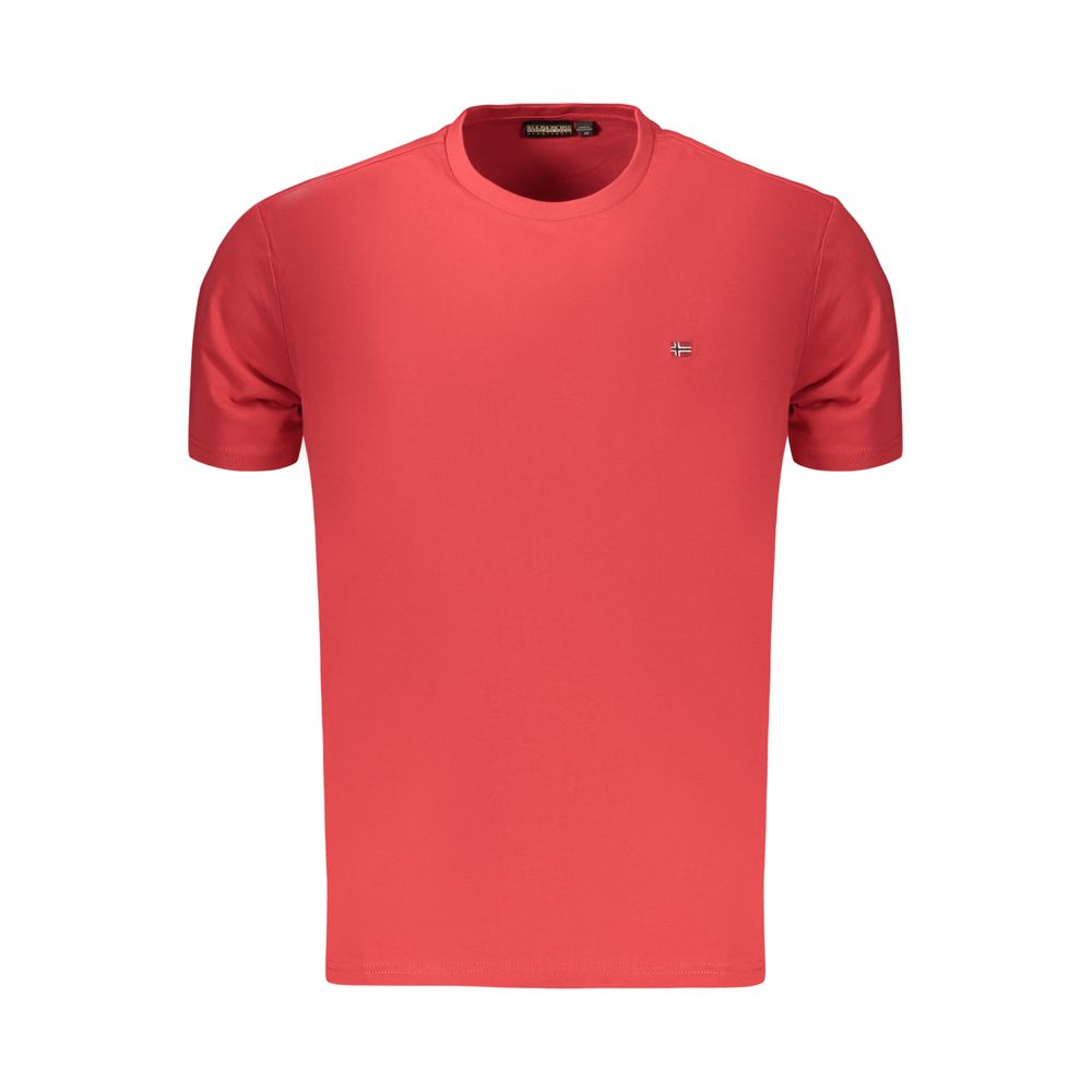 T-Shirt by Napapijri for men in cotton red showcases a dramatic silhouette, elegantly detailed with a dramatic and for a truly dramatic finish.