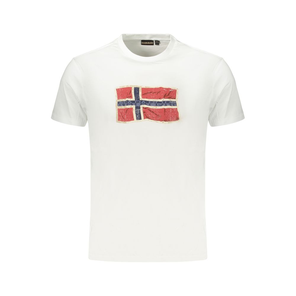 T-Shirt by Napapijri for men in cotton blue & white features an edgy silhouette, meticulously detailed with a sophisticated and for a truly edgy finish.