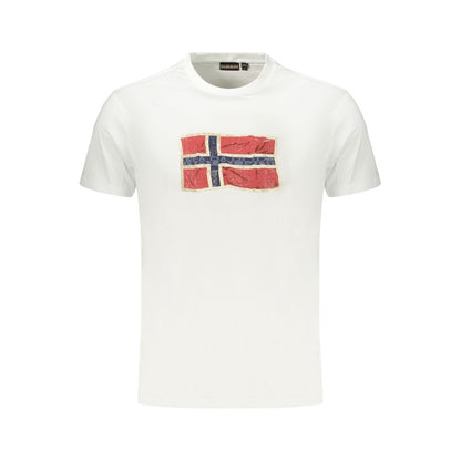 T-Shirt by Napapijri for men in cotton blue & white features an edgy silhouette, meticulously detailed with a sophisticated and for a truly edgy finish.