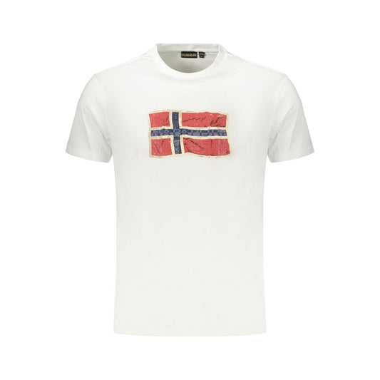 T-Shirt by Napapijri for men in cotton blue & white features an edgy silhouette, meticulously detailed with a sophisticated and for a truly edgy finish.
