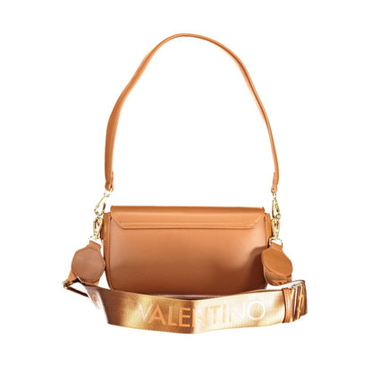 This Handbag by Mario Valentino for women in polyurethane and brown presents a sculptural silhouette featuring a secure , ample , and versatile for a sculptural finish.