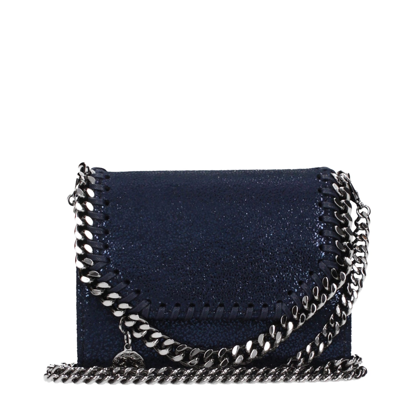 Wallet by Stella McCartney for women in suede leather blue presents a refined silhouette, artfully capturing the essence of the Suede Leather Wallet design with sophisticated eco-friendly coin-purse for a refined look.