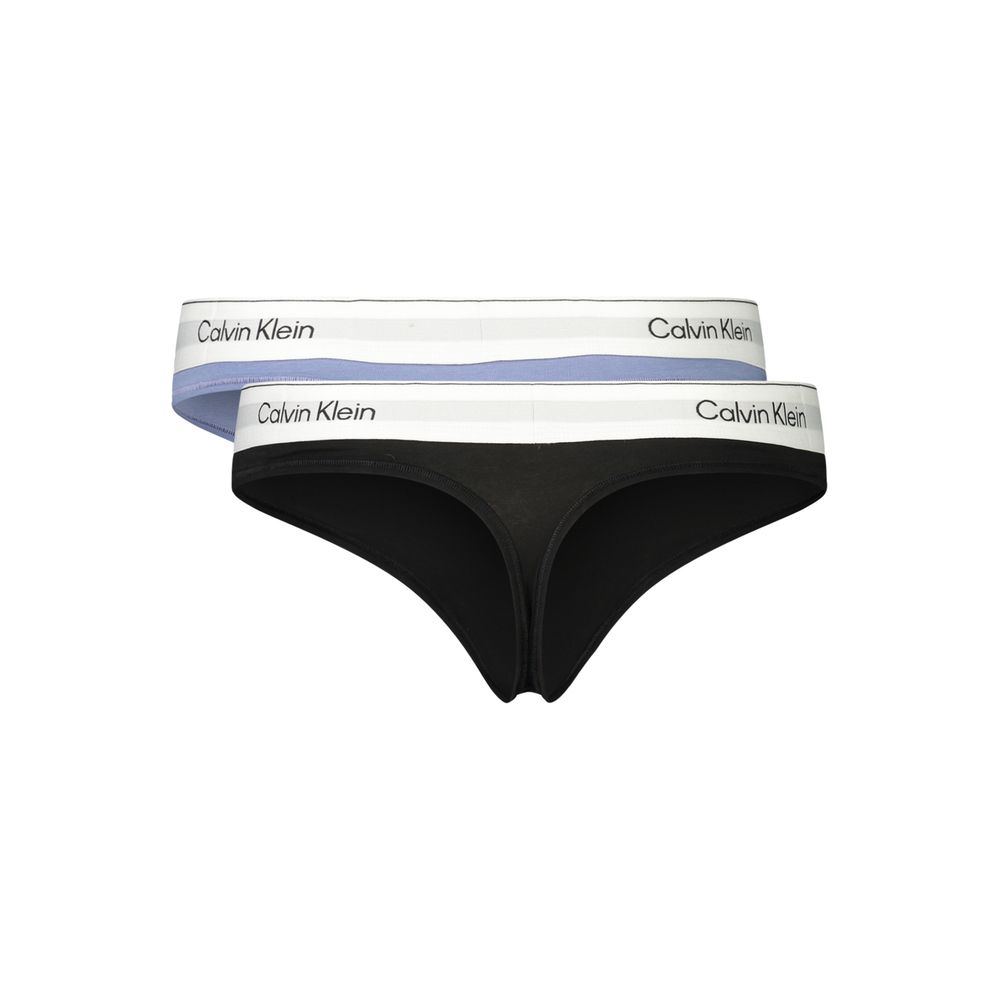 Thongs by Calvin Klein for women in stretch modal cotton black & light-blue features a on trend silhouette, showcasing the signature style of the Women's Stretch Modal Cotton Thongs with a on trend finish.