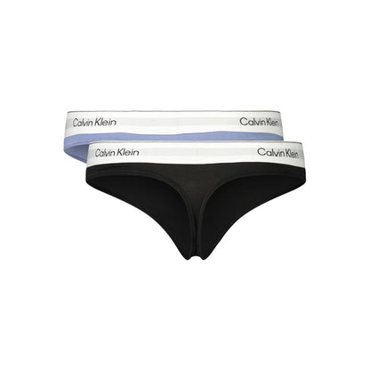Thongs by Calvin Klein for women in stretch modal cotton black & light-blue features a on trend silhouette, showcasing the signature style of the Women's Stretch Modal Cotton Thongs with a on trend finish.