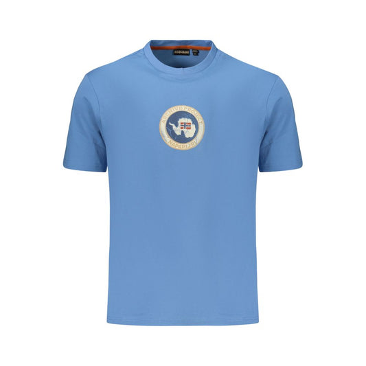 T-Shirt by Napapijri for men in cotton blue & print showcases a unassuming silhouette, artfully detailed with a refined crew neckline and unassuming for a sophisticated, contemporary look.