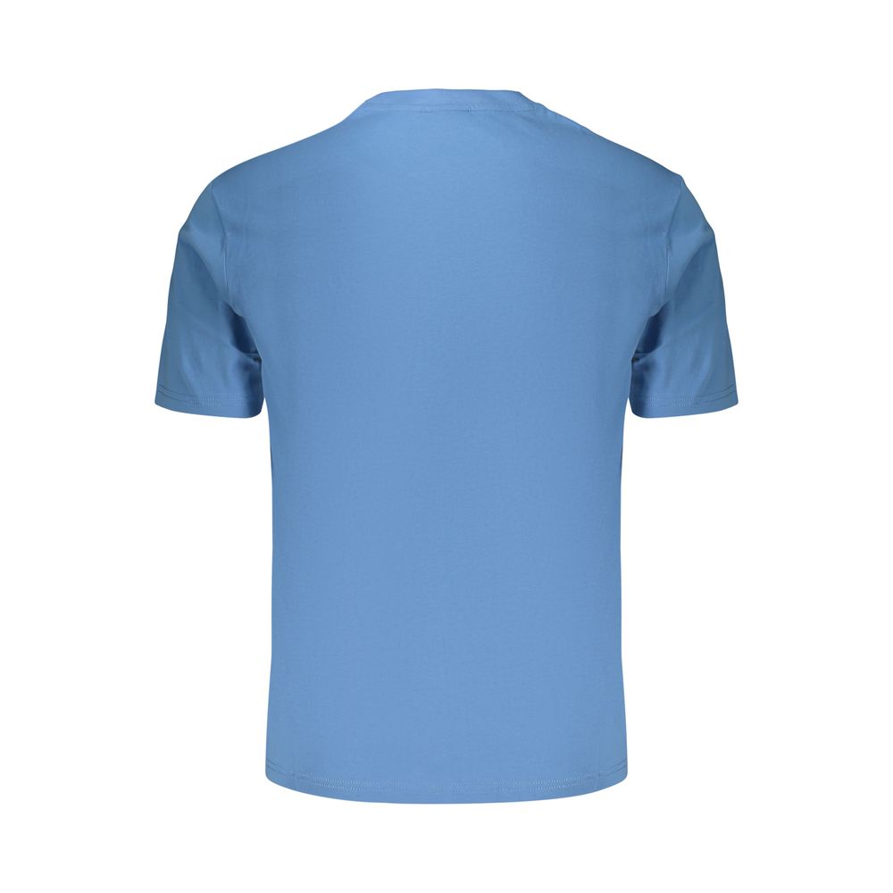 T-Shirt by Napapijri for men in cotton blue & print showcases a fashionable silhouette, elegantly detailed with a fashionable and crew neckline for a sophisticated, high-fashion look.