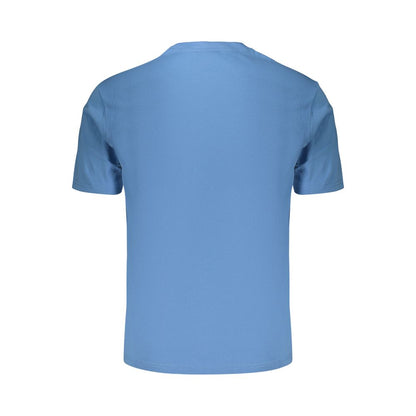 T-Shirt by Napapijri for men in cotton blue & print showcases a fashionable silhouette, elegantly detailed with a fashionable and crew neckline for a sophisticated, high-fashion look.
