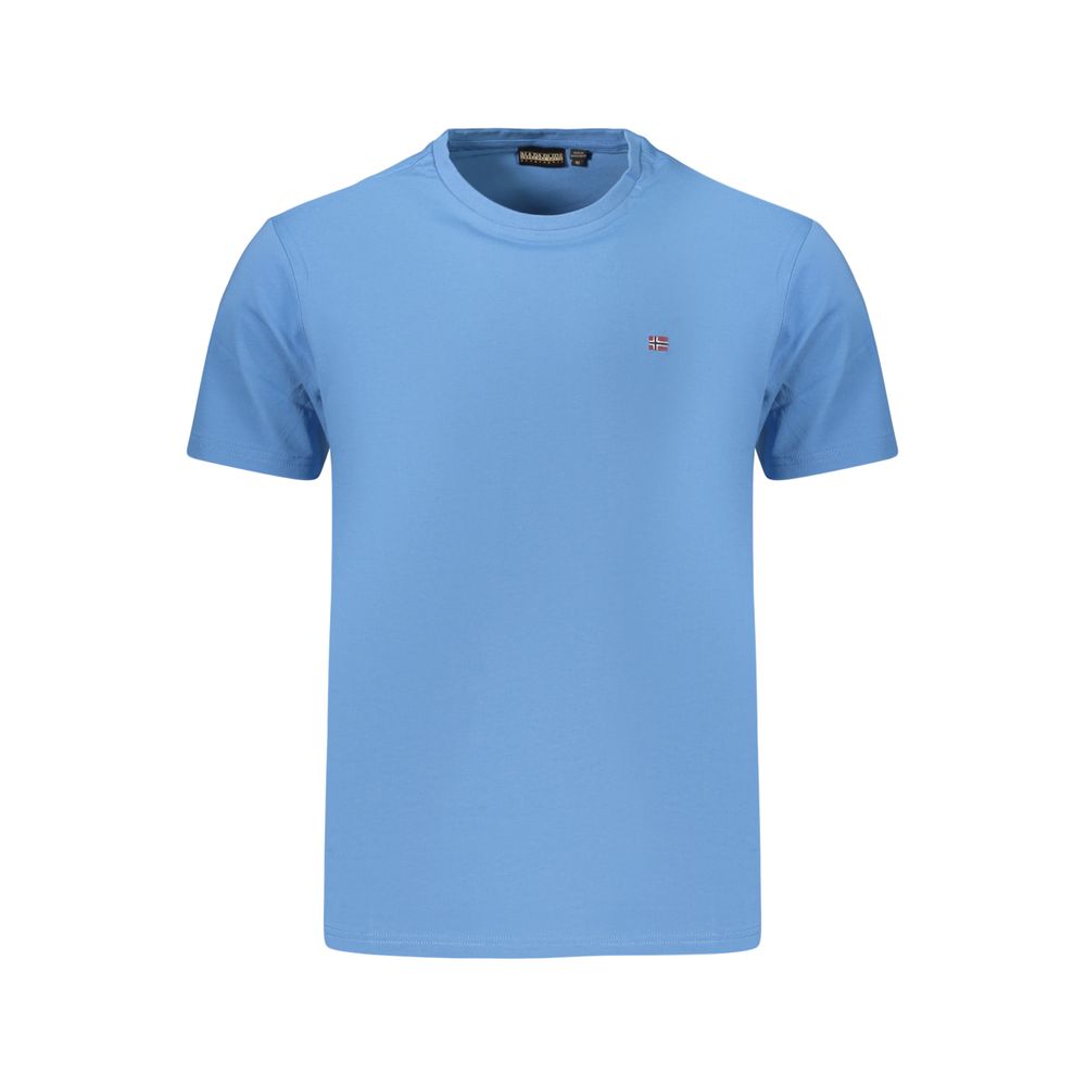 T-Shirt by Napapijri for men in cotton blue features a plush silhouette, showcasing a sophisticated crew neckline and for a truly plush finish.