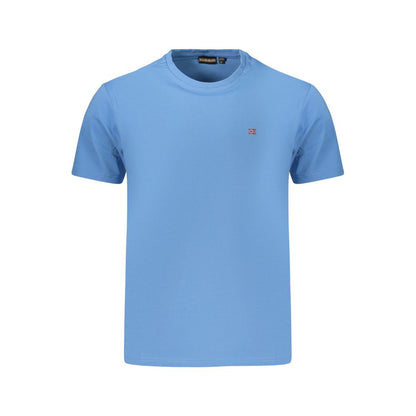 T-Shirt by Napapijri for men in cotton blue features a plush silhouette, showcasing a sophisticated crew neckline and for a truly plush finish.