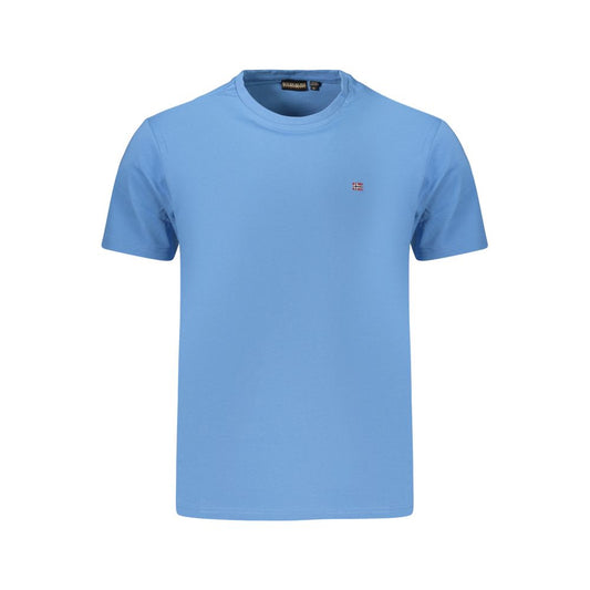 T-Shirt by Napapijri for men in cotton blue features a plush silhouette, showcasing a sophisticated crew neckline and for a truly plush finish.