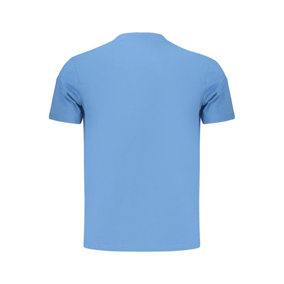 T-Shirt by Napapijri for men in cotton blue showcases a unassuming silhouette, artfully detailed with a refined crew neckline and unassuming for a sophisticated, contemporary look.