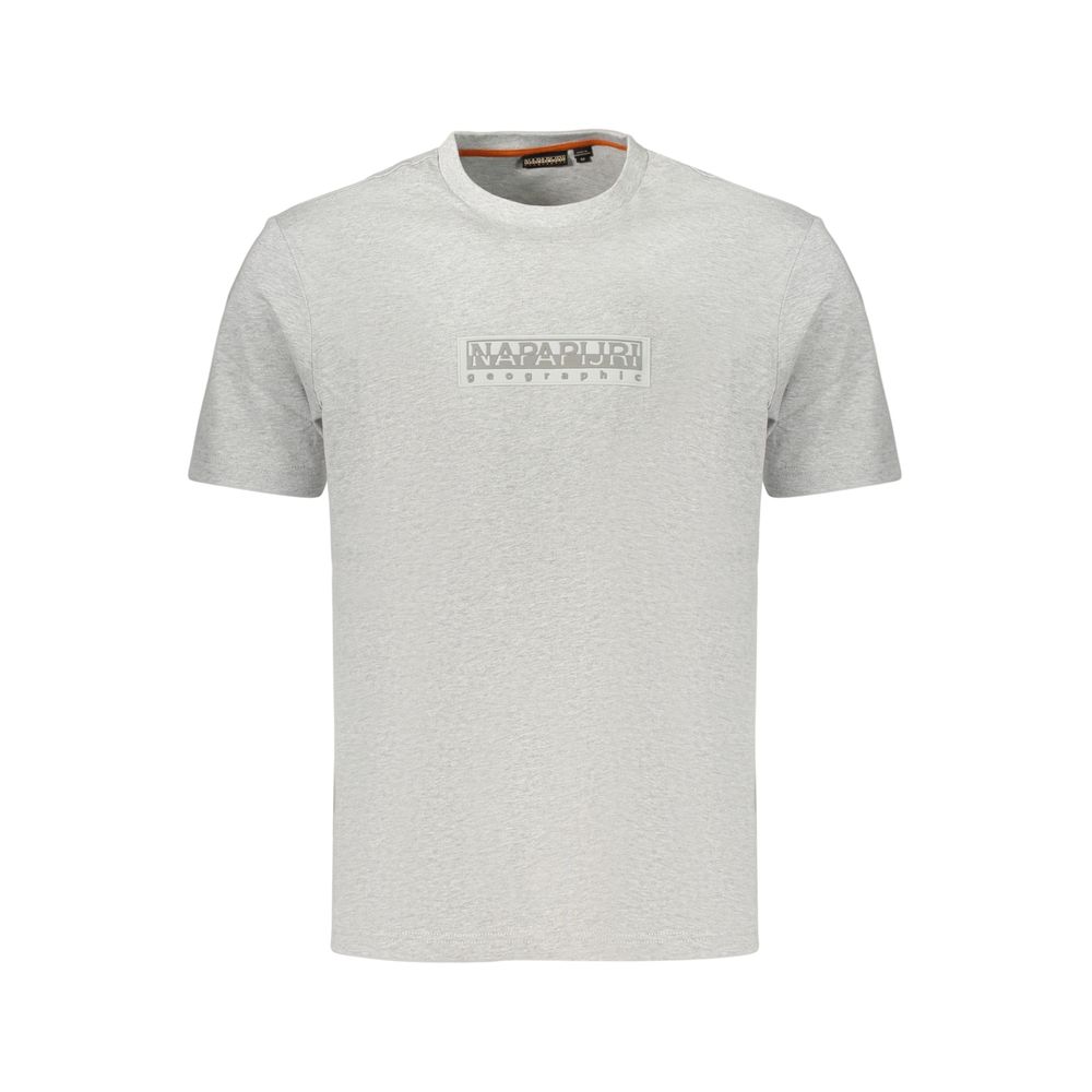T-Shirt by Napapijri for men in cotton gray & print showcases a dramatic silhouette, elegantly detailed with a dramatic crew neckline and for a truly dramatic finish.