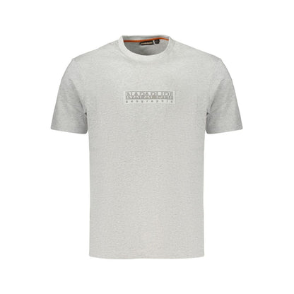 T-Shirt by Napapijri for men in cotton gray & print showcases a dramatic silhouette, elegantly detailed with a dramatic crew neckline and for a truly dramatic finish.