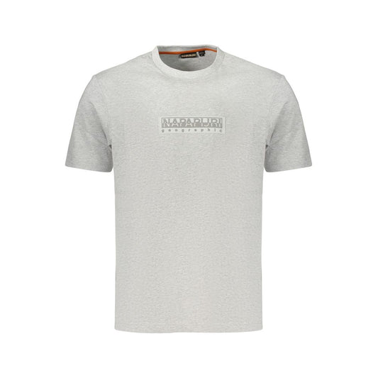 T-Shirt by Napapijri for men in cotton gray & print showcases a dramatic silhouette, elegantly detailed with a dramatic crew neckline and for a truly dramatic finish.