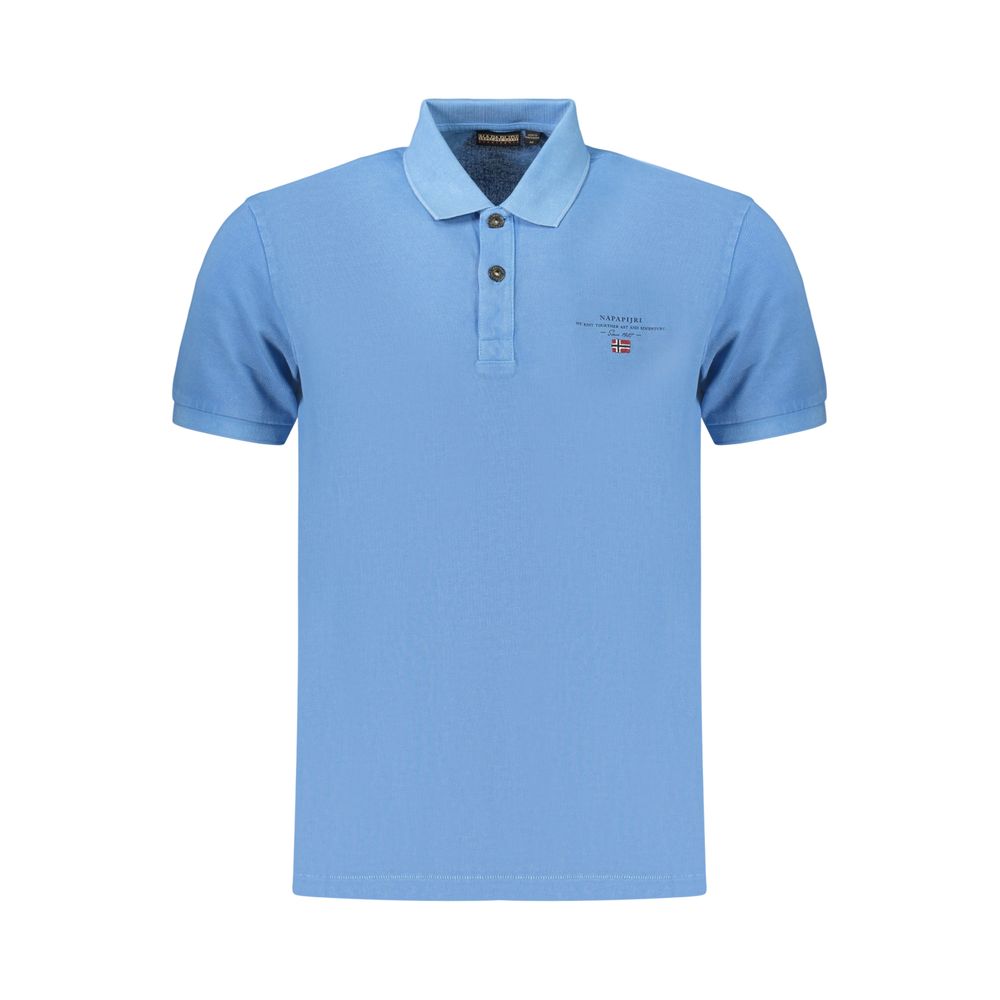 Polo Shirt by Napapijri for men in cotton blue & print presents a sleek silhouette, featuring a refined and for a sleek finish.