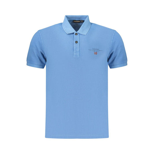 Polo Shirt by Napapijri for men in cotton blue & print presents a sleek silhouette, featuring a refined and for a sleek finish.