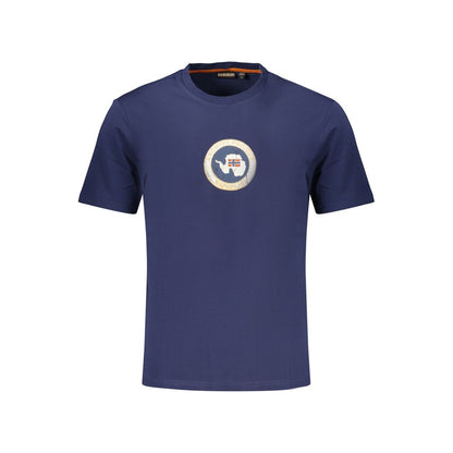 T-Shirt by Napapijri for men in cotton blue & print features a plush silhouette, showcasing a sophisticated crew neckline and for a truly plush finish.