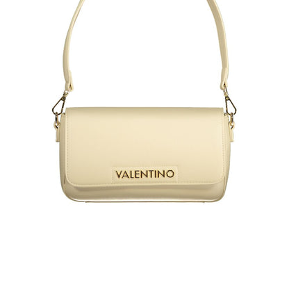 Handbag by Mario Valentino for women in polyurethane beige features a ornamental silhouette, showcasing a secure zipper, ample internal-pockets, and ornamental shoulder-strap, adjustable-strap, detachable-strap & handle for a sophisticated look.