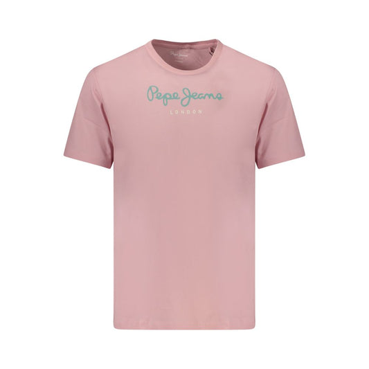 T-Shirt by Pepe Jeans for men in cotton pink & print showcases a chic silhouette, artfully detailed with a chic crew neckline and for a chic finish.