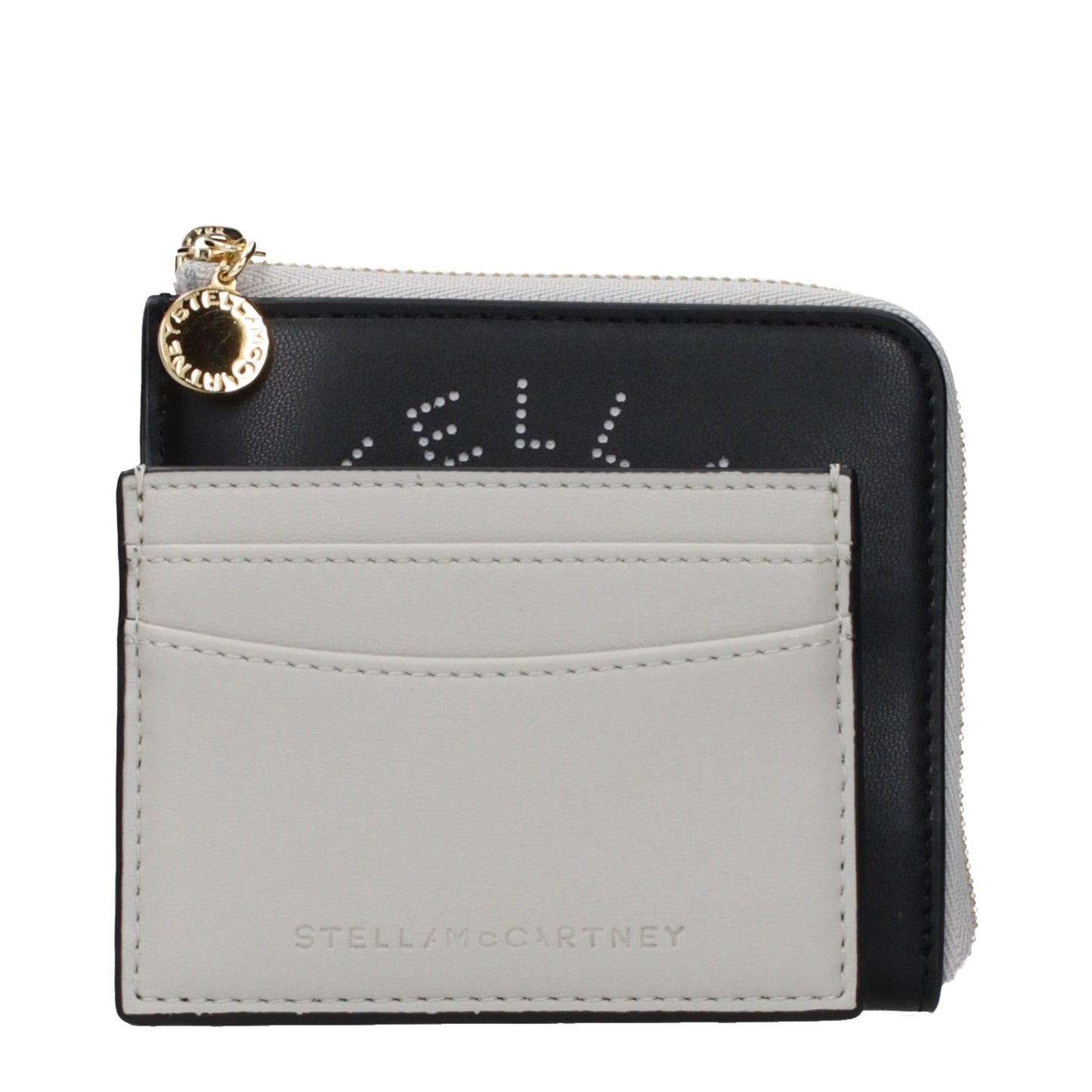 Wallet by Stella McCartney for women in leather black showcases a discerning silhouette, artfully capturing the essence of Leather Wallet with its functional eco-friendly.