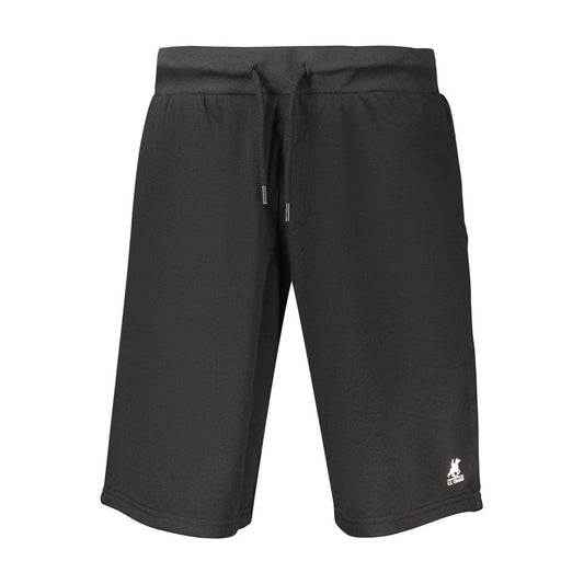 Activewear Shorts by U.S. Grand Polo for men in cotton polyester black & print features a kinetic silhouette, showcasing adjustable-waistband with a kinetic , short, and for a premium athletic look.
