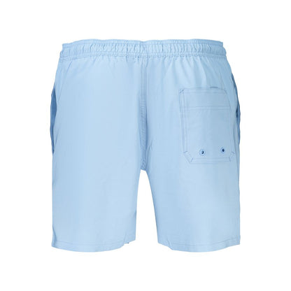 Swim Shorts by Calvin Klein for men in stretch polyester azzurro showcases a sculptural silhouette, expertly capturing the sophisticated essence of the sculptural Waves Men's Stretch Polyester Swim Shorts design for a premium poolside look.