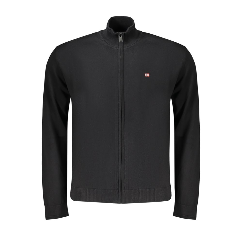 Cardigan by Napapijri for men in cotton black features an impeccable silhouette, showcasing a sophisticated and detail for a truly impeccable finish.