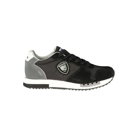 Athletic Sneakers by Blauer for men in polyester polyurethane leather black, gray & white showcases an impeccable silhouette, defined by an impeccable athletic style design that perfectly captures the essence of the Men's Athletic Polyester Polyurethane Leather Sneakers.