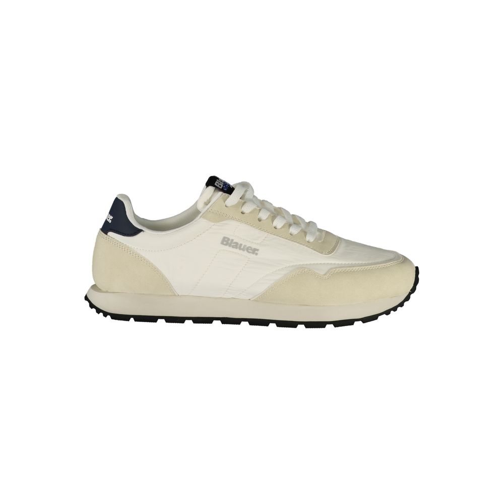 Athletic Sneakers by Blauer for men in polyester polyurethane leather black, blue, brown, white & signature showcases a architectural silhouette, artfully capturing the essence of the Men's Athletic Polyester Polyurethane Leather Sneakers with its signature architectural athletic style construction.