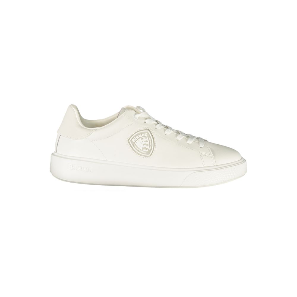 Sneakers by Blauer for men in polyester polyurethane leather blue & white presents a sumptuous silhouette as Men's Low-Top Polyester Polyurethane Leather Sneakers, expertly defined by a sumptuous low-top style for a sumptuous, high-fashion look.
