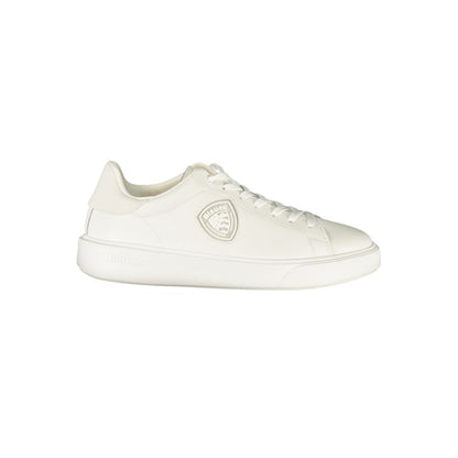 Sneakers by Blauer for men in polyester polyurethane leather blue & white presents a sumptuous silhouette as Men's Low-Top Polyester Polyurethane Leather Sneakers, expertly defined by a sumptuous low-top style for a sumptuous, high-fashion look.
