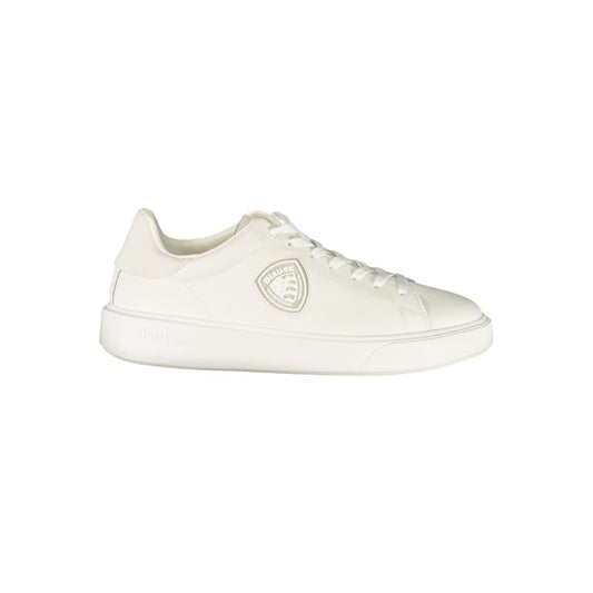 Sneakers by Blauer for men in polyester polyurethane leather blue & white presents a sumptuous silhouette as Men's Low-Top Polyester Polyurethane Leather Sneakers, expertly defined by a sumptuous low-top style for a sumptuous, high-fashion look.