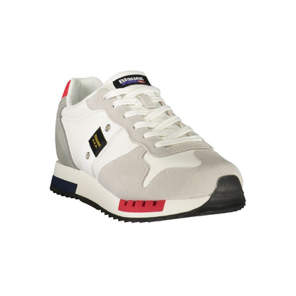 Athletic Sneakers by Blauer for men in polyester polyurethane leather blue, gray, red, white & signature showcases an impeccable silhouette, defined by an impeccable athletic style design that perfectly captures the essence of the Men's Athletic Polyester Polyurethane Leather Sneakers.