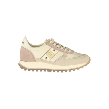 Athletic Sneakers by Blauer for women in polyester polyurethane leather beige presents a sleek silhouette, perfectly capturing the athletic style essence of Women's Athletic Polyester Polyurethane Leather Sneakers with its sleek design and premium finish.