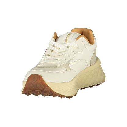 Athletic Sneakers by Blauer for women in polyester & polyurethane beige & gold features an stately silhouette, showcasing the signature athletic style of the Women's Athletic Polyester & Polyurethane Sneakers collection with a truly stately finish.