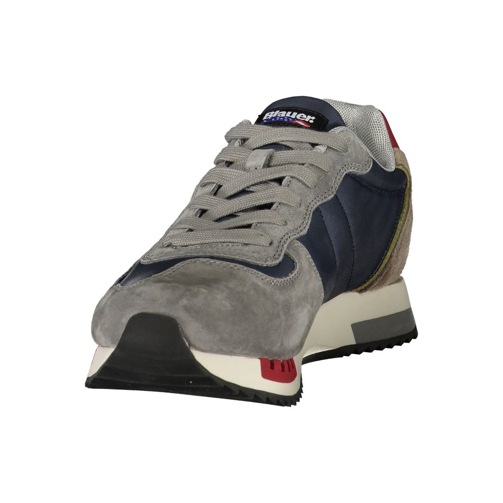 Athletic Sneakers by Blauer for men in polyester polyurethane leather blue, bordeaux & brown features an stately silhouette, showcasing the signature athletic style of the Men's Athletic Polyester Polyurethane Leather Sneakers collection with a truly stately finish.