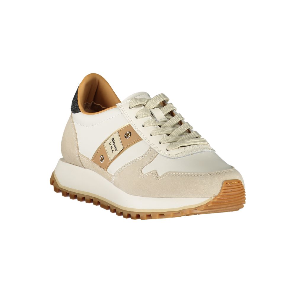 Athletic Sneakers by Blauer for women in polyester black, blue & brown features an architectural silhouette from the Women's Athletic Polyester Sneakers collection, showcasing a architectural athletic style for a architectural look.
